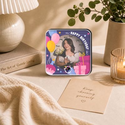 Personalized Happy Birthday Musical Fridge Photo Frame Magnet Rechargeable Wireless Music Box Birthday Gift for Girlfriend & Wife Custom with Any Song Music Playable Feature